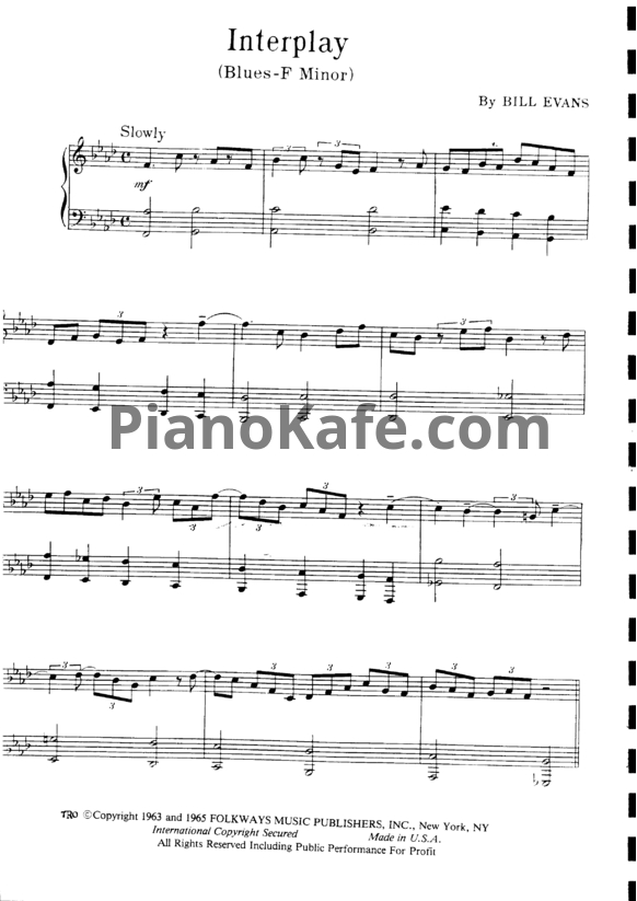 Ноты Bill Evans - Interplay - PianoKafe.com