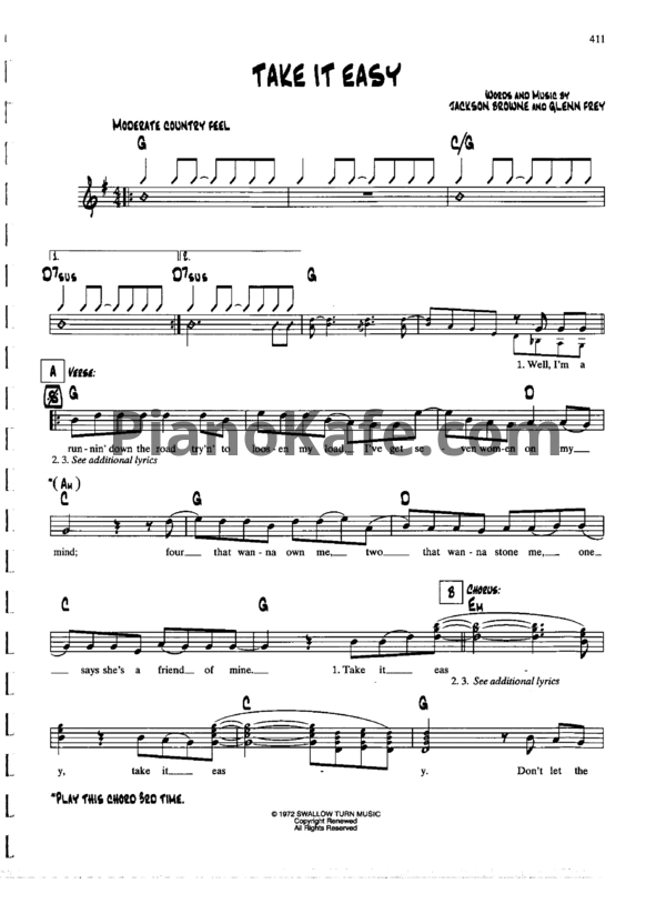Ноты Jackson Browne - Take it easy - PianoKafe.com