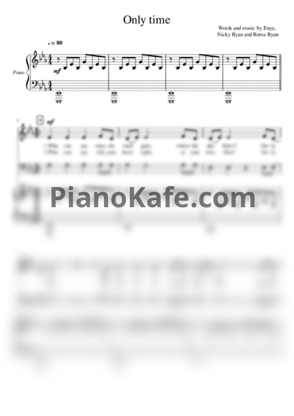 Ноты Enya - Only time (для смешанного хора) - PianoKafe.com