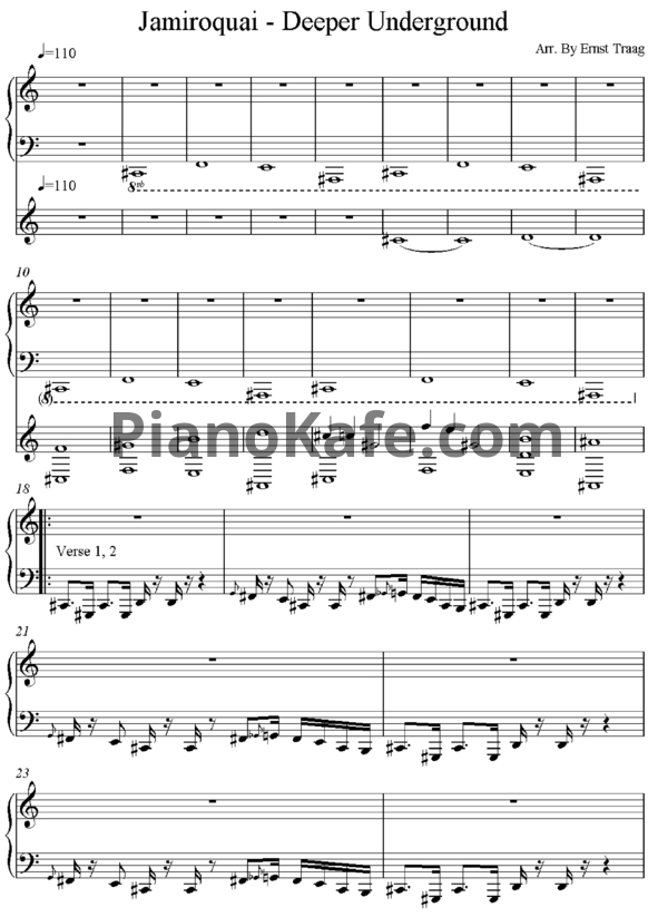 Ноты Jamiroquai - Deeper Underground - PianoKafe.com
