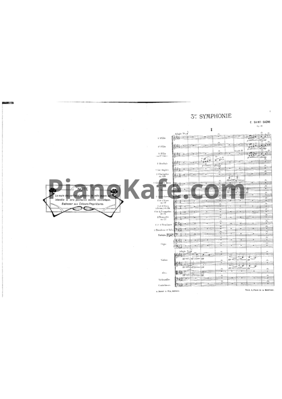Ноты Камиль Сен-Санс - Симфония №3 до минор с органом (Op. 78) - PianoKafe.com