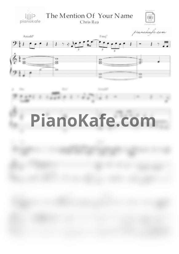 Ноты Chris Rea - The mention of your name - PianoKafe.com