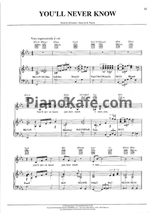 Ноты Michael Buble - You'll never know - PianoKafe.com
