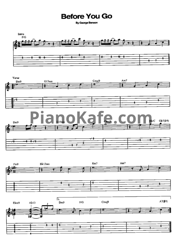 Ноты George Benson - Before you go - PianoKafe.com