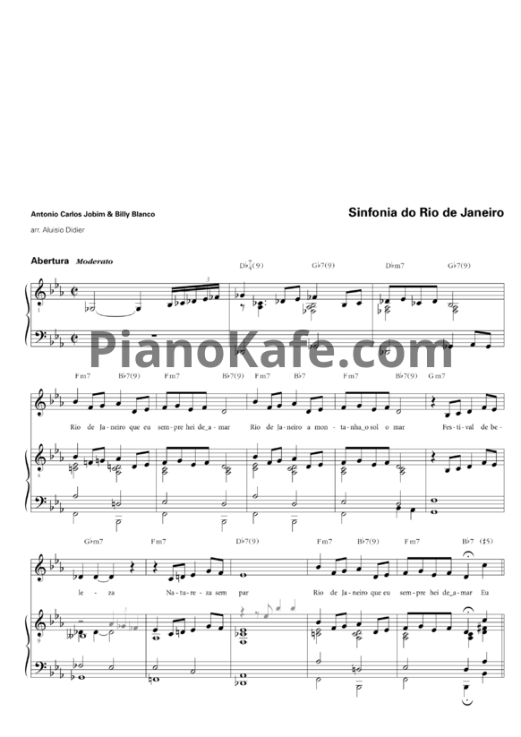 Ноты Antonio Carlos Jobim & Billy Blanco - Hino ao sol - PianoKafe.com