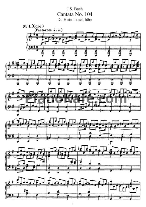 Ноты И. Бах - Кантата №104 "Du hirte Israel, hore" (BWV 104) - PianoKafe.com