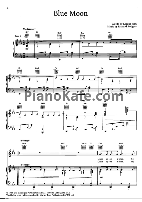 Ноты Ella Fitzgerald - Blue moon - PianoKafe.com