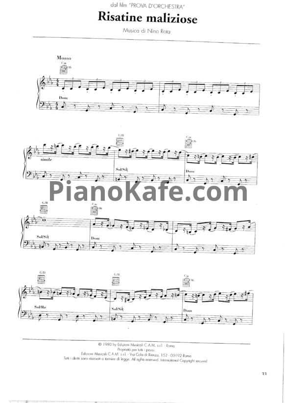 Ноты Nino Rota - Ridstine maliziose - PianoKafe.com