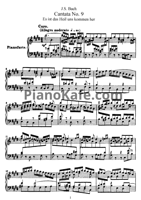 Ноты И. Бах - Кантата №9 "Es ist Heil uns kommen her" (BWV 9) - PianoKafe.com