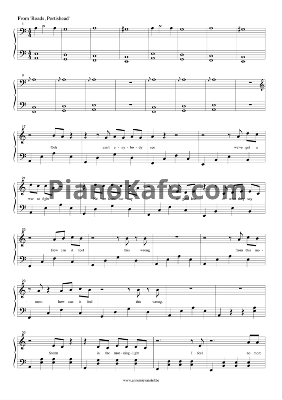 Ноты Portishead - Roads - PianoKafe.com