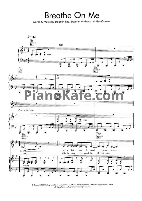 Ноты Britney Spears - Breathe on me - PianoKafe.com