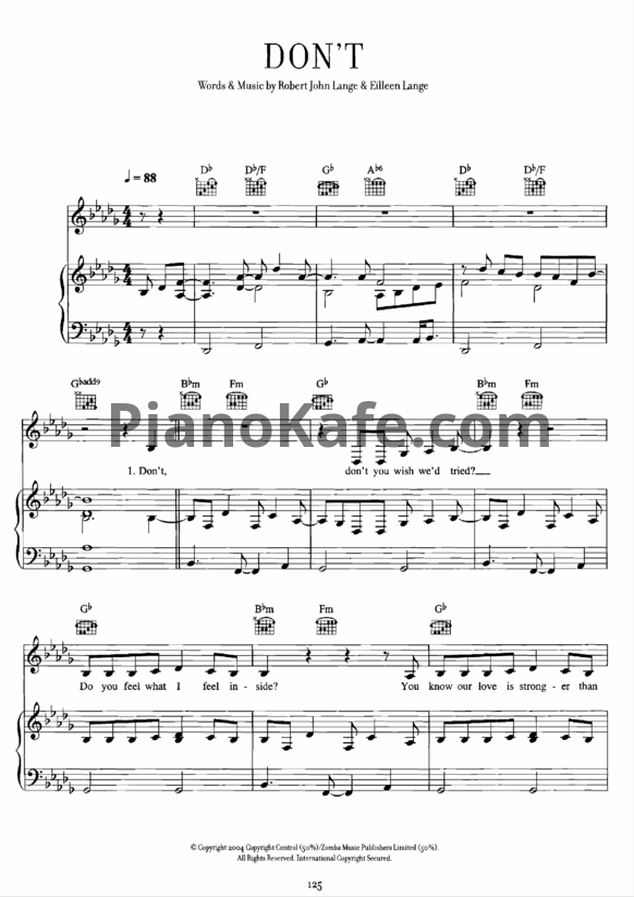 Ноты Shania Twain - Don't - PianoKafe.com
