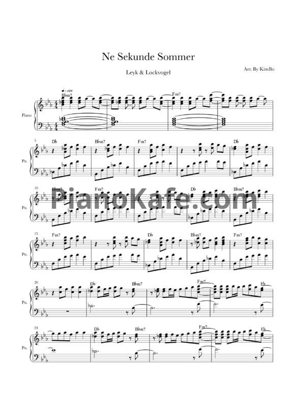 Ноты Leyk & Lockvogel - Ne sekunde sommer - PianoKafe.com