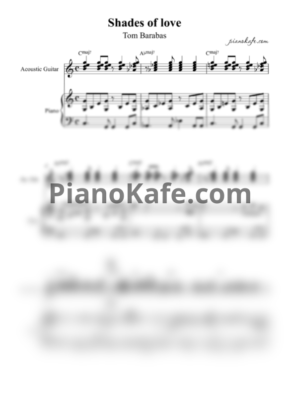 Ноты Tom Barabas - Shades of love - PianoKafe.com
