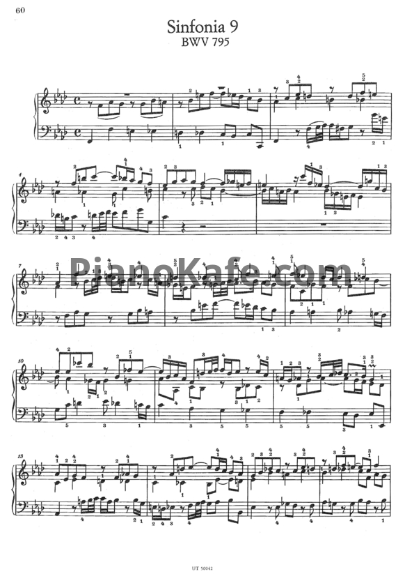 Ноты И. Бах - Симфония №9 (BWV 795) - PianoKafe.com
