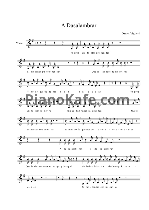Ноты Daniel Viglietti - A Desalambrar - PianoKafe.com