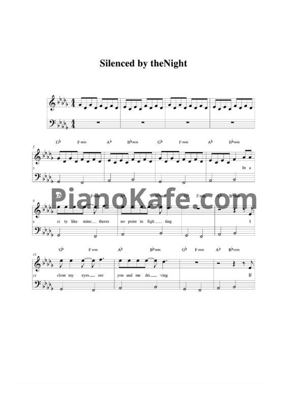 Ноты Keane - Silenced by the night - PianoKafe.com