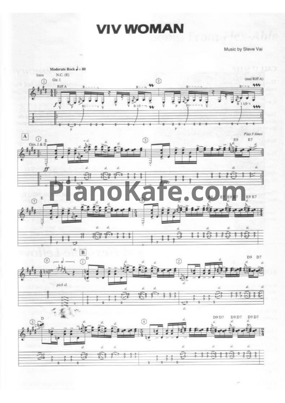 Ноты Steve Vai - Viv woman - PianoKafe.com