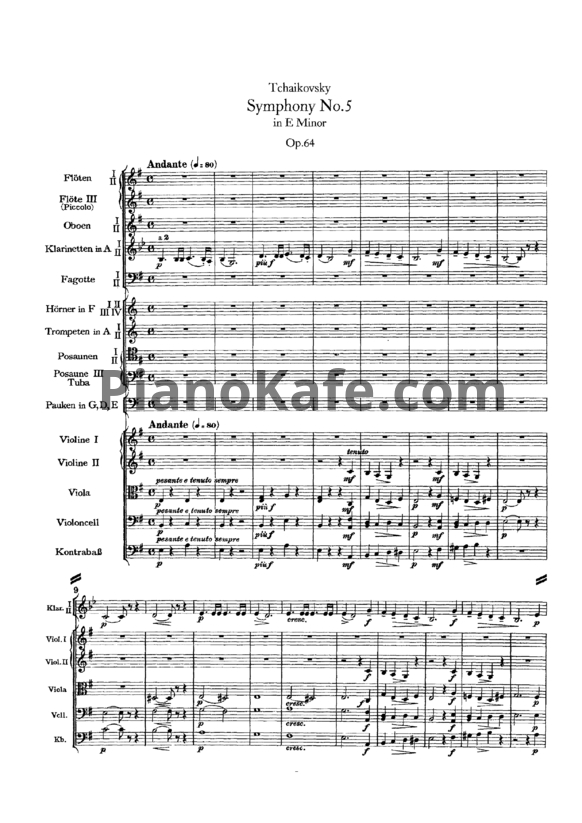 Ноты П. Чайковский - Симфония №5 Op. 64 (Партитура) - PianoKafe.com