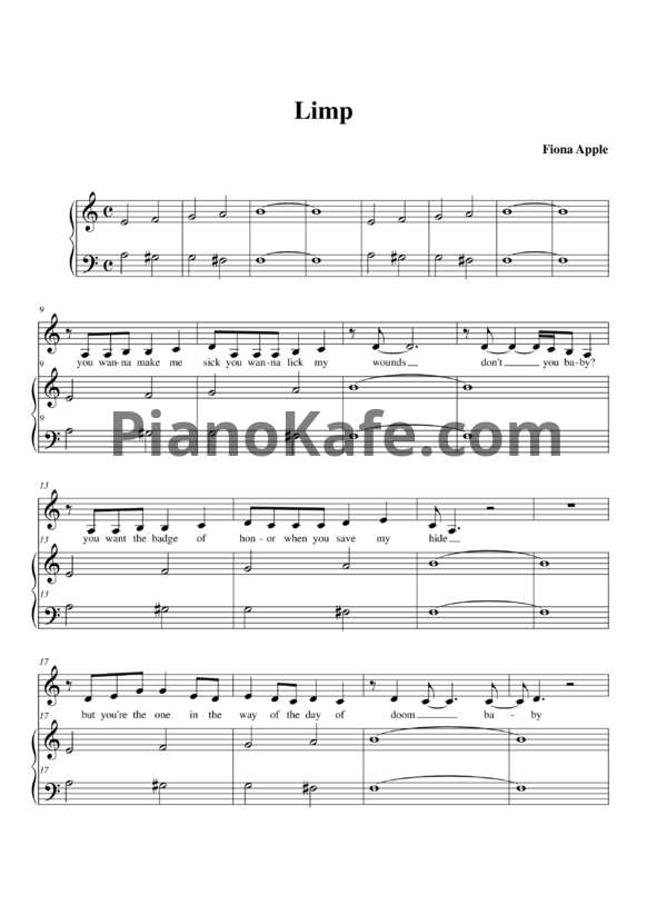 Ноты Fiona Apple - Limp - PianoKafe.com