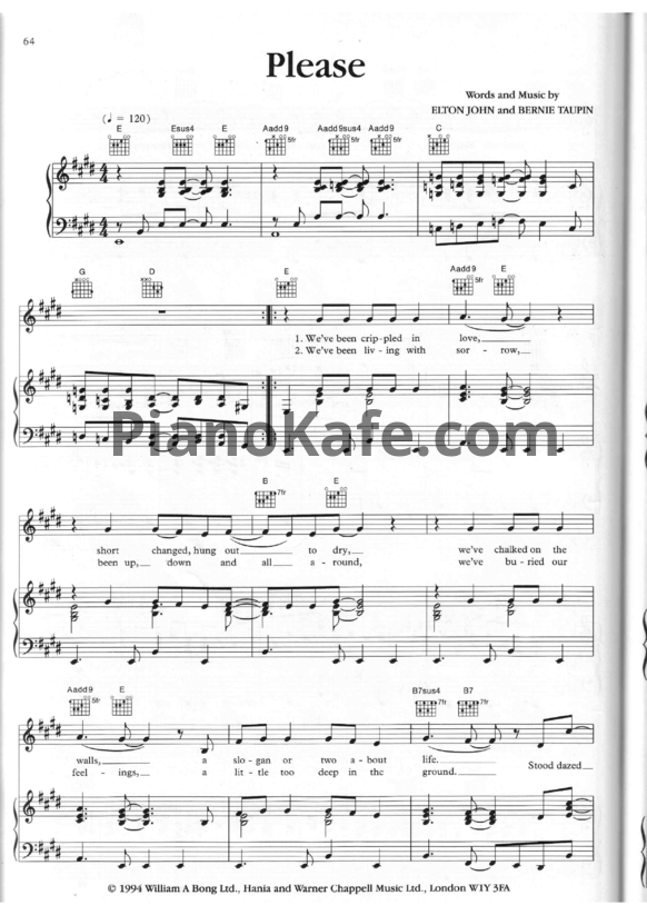Ноты Elton John - Please - PianoKafe.com