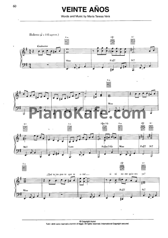 Ноты Omara Portuondo - Veinte años - PianoKafe.com