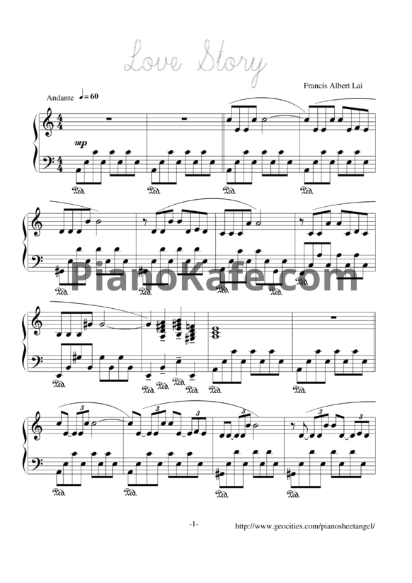 Ноты Richard Clayderman - Love story - PianoKafe.com