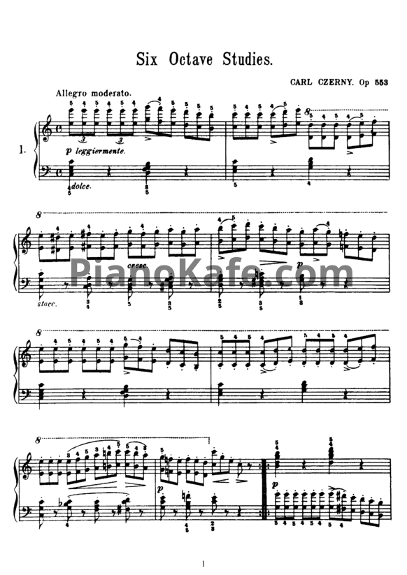 Ноты Карл Черни - 6 октавных этюдов (Оp. 553) - PianoKafe.com