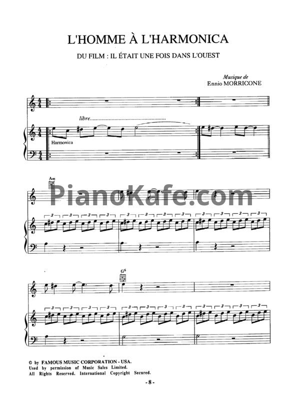 Ноты Ennio Morricone - L'homme a l'harmonica - PianoKafe.com