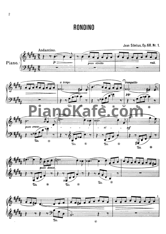 Ноты Ян Сибелиус - 2 маленьких рондо для фортепиано (Op. 68) - PianoKafe.com