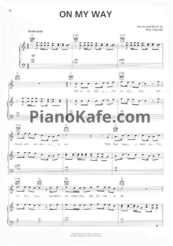 Ноты Phil Collins - On my way - PianoKafe.com