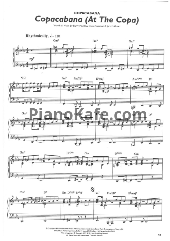 Ноты Barry Manilow - Copacabana (At the copa) - PianoKafe.com