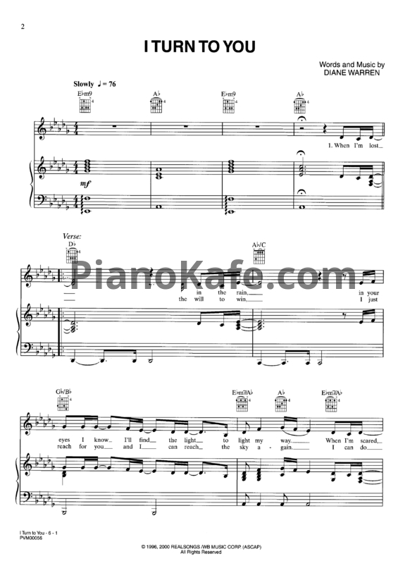 Ноты All 4 One - I turn to you - PianoKafe.com