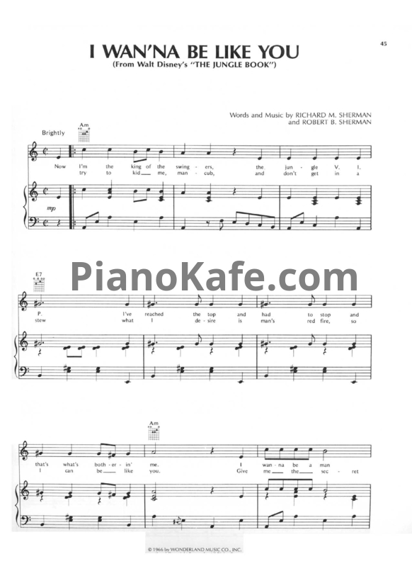 Ноты Richard M. Sherman - I wanna be like you (Версия 2) - PianoKafe.com
