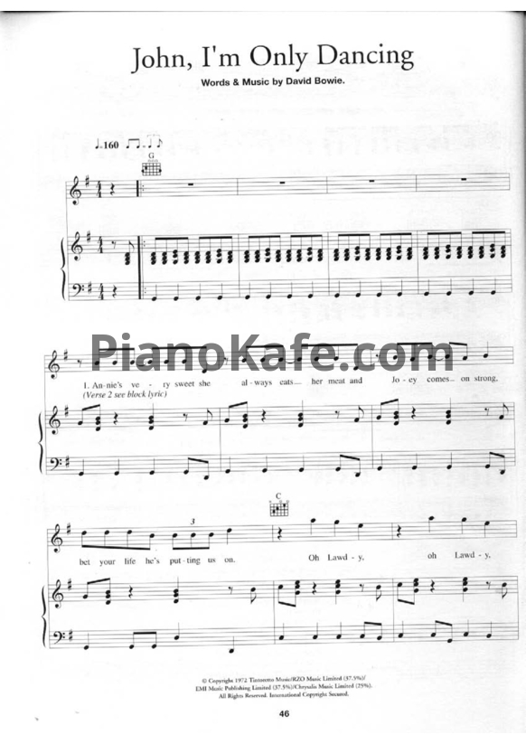Ноты David Bowie - John, I'm only dancing - PianoKafe.com