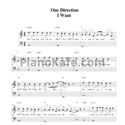 Ноты One Direction - I want - предпросмотр