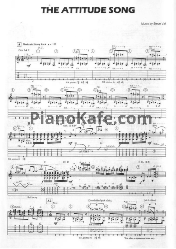 Ноты Steve Vai - The attitude song - PianoKafe.com