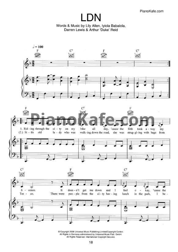 Ноты Lily Allen - LDN - PianoKafe.com