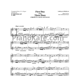 Ноты Л. В. Бетховен - First Duo from Three Duos Ab major - предпросмотр