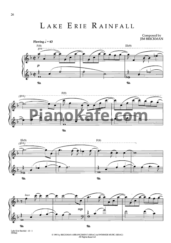Ноты Jim Brickman - Lake Erie rainfall - PianoKafe.com