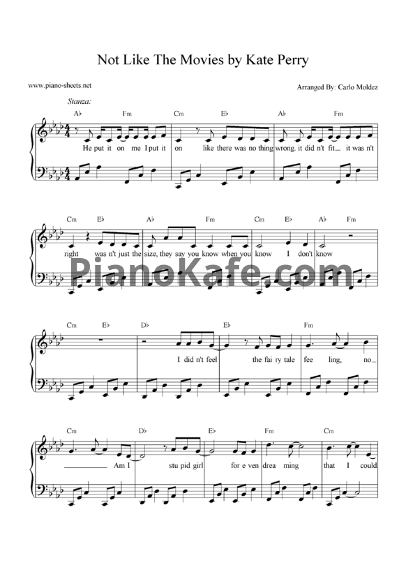 Ноты Katy Perry - Not like the movies - PianoKafe.com