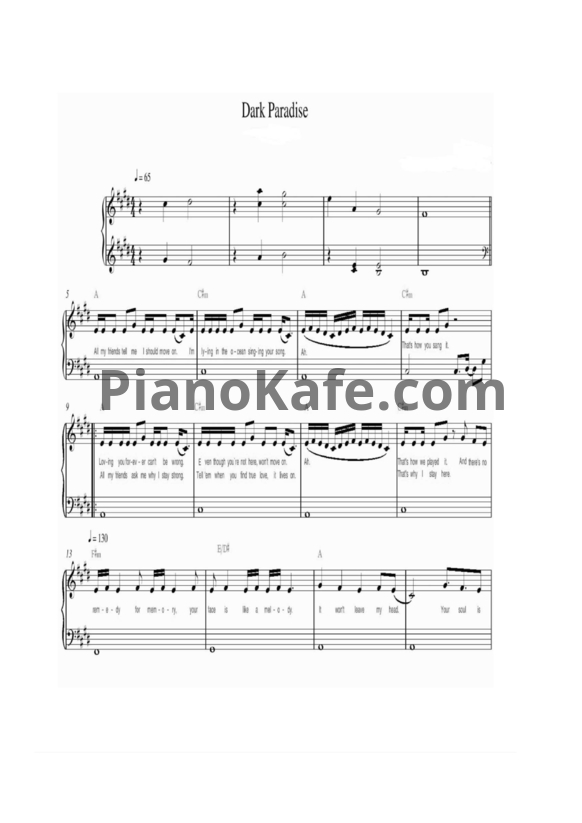 Ноты Lana Del Rey - Dark paradise - PianoKafe.com
