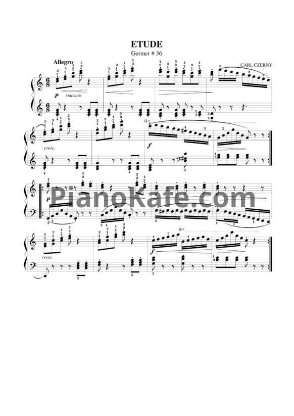 Ноты Карл Черни - Этюд №36 (Г. Гермер) - PianoKafe.com