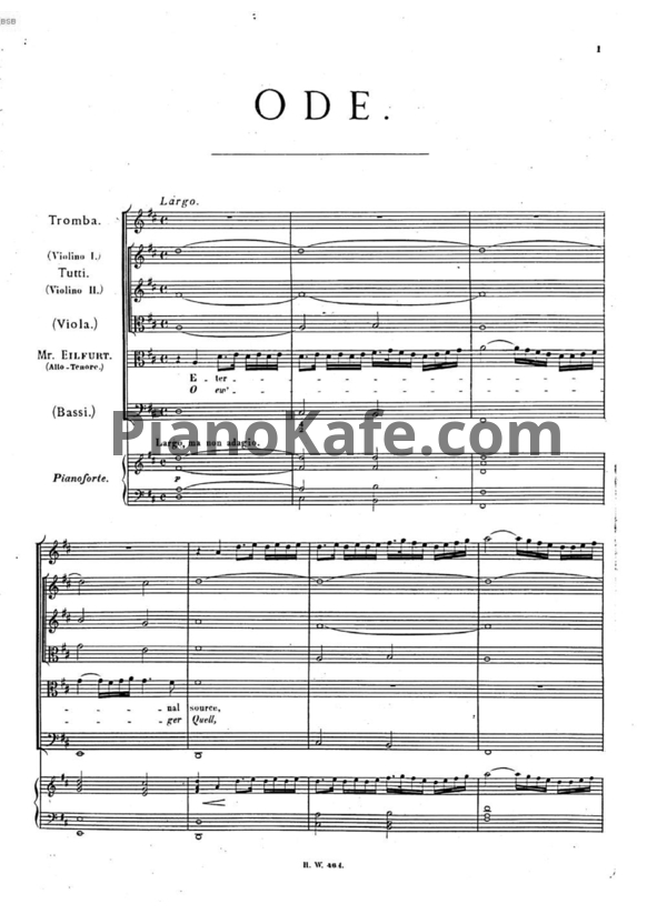 Ноты Георг Гендель - Кантата "Ода ко дню рождению королевы Анны" (HWV 74) - PianoKafe.com