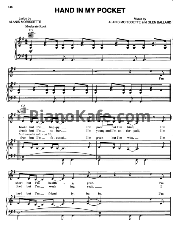 Ноты Alanis Morissette - Hand in my pocket - PianoKafe.com