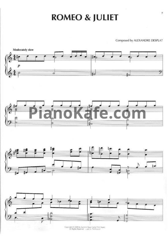 Ноты Alexandre Desplat - Romeo & Juliet - PianoKafe.com