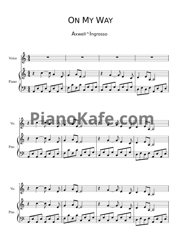 Ноты Axwell and Ingrosso - On my way - PianoKafe.com