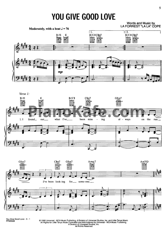 Ноты Whitney Houston - You give good love - PianoKafe.com