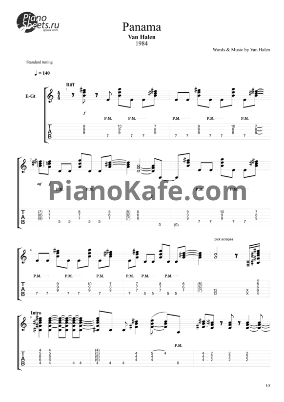 Ноты Van Halen - Panama - PianoKafe.com