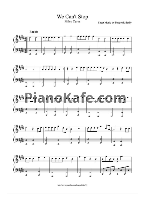 Ноты Miley Cyrus - We can't stop - PianoKafe.com